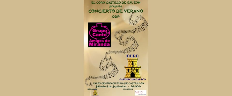 Música – II Concierto de Verano: Coro Castillo de Gauzón y Grupo de Canto Amigos de Miranda
